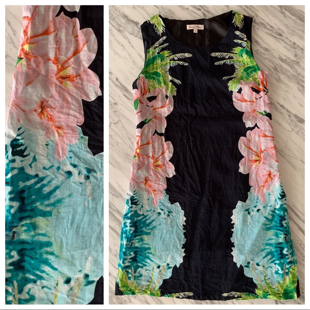 Bought in St. Lucia LINEN FLORAL DRESS
